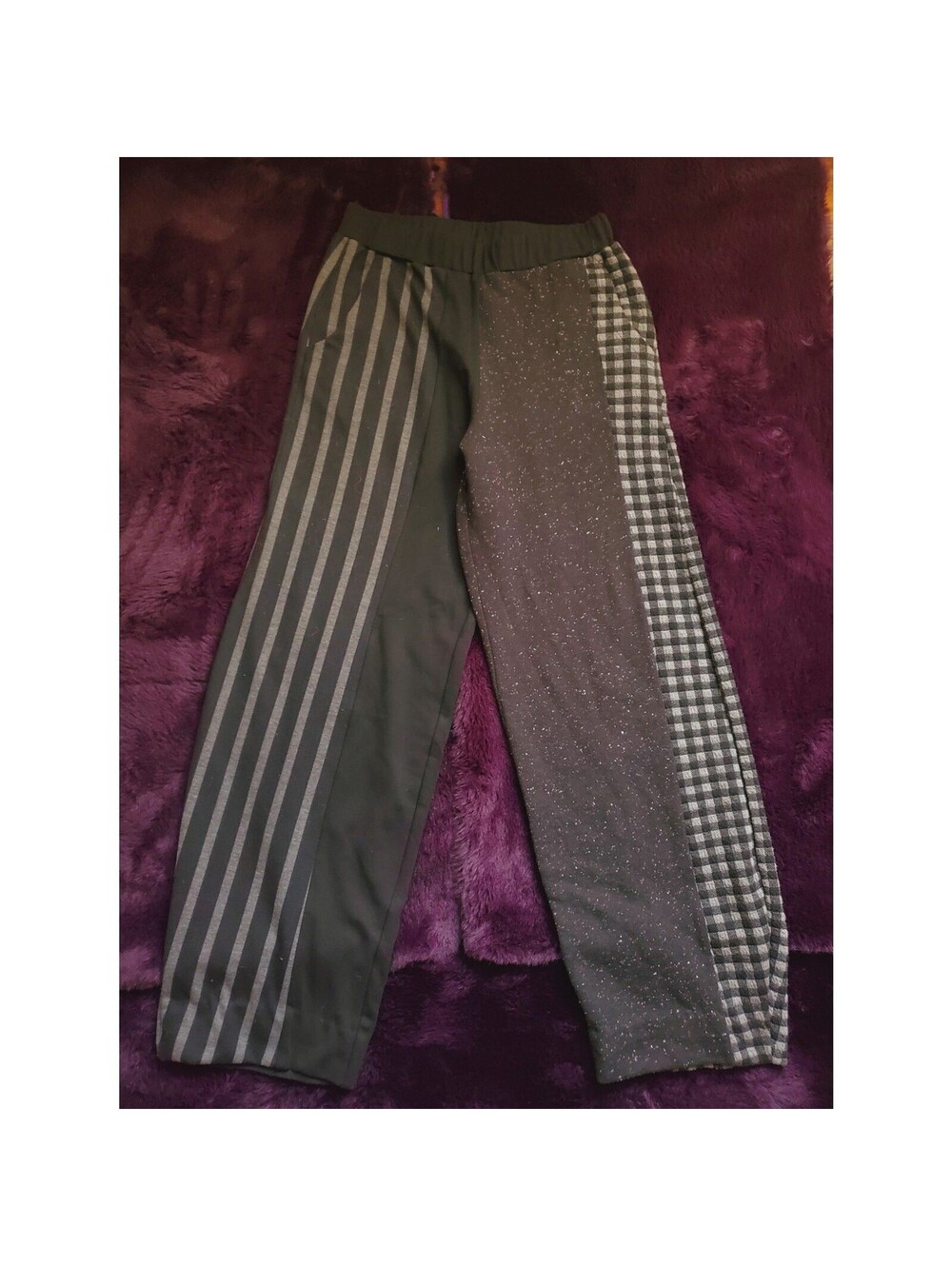 Ambelika Plaid Black Pull On Straight Lounge Pants High Rise M $225 Israel
